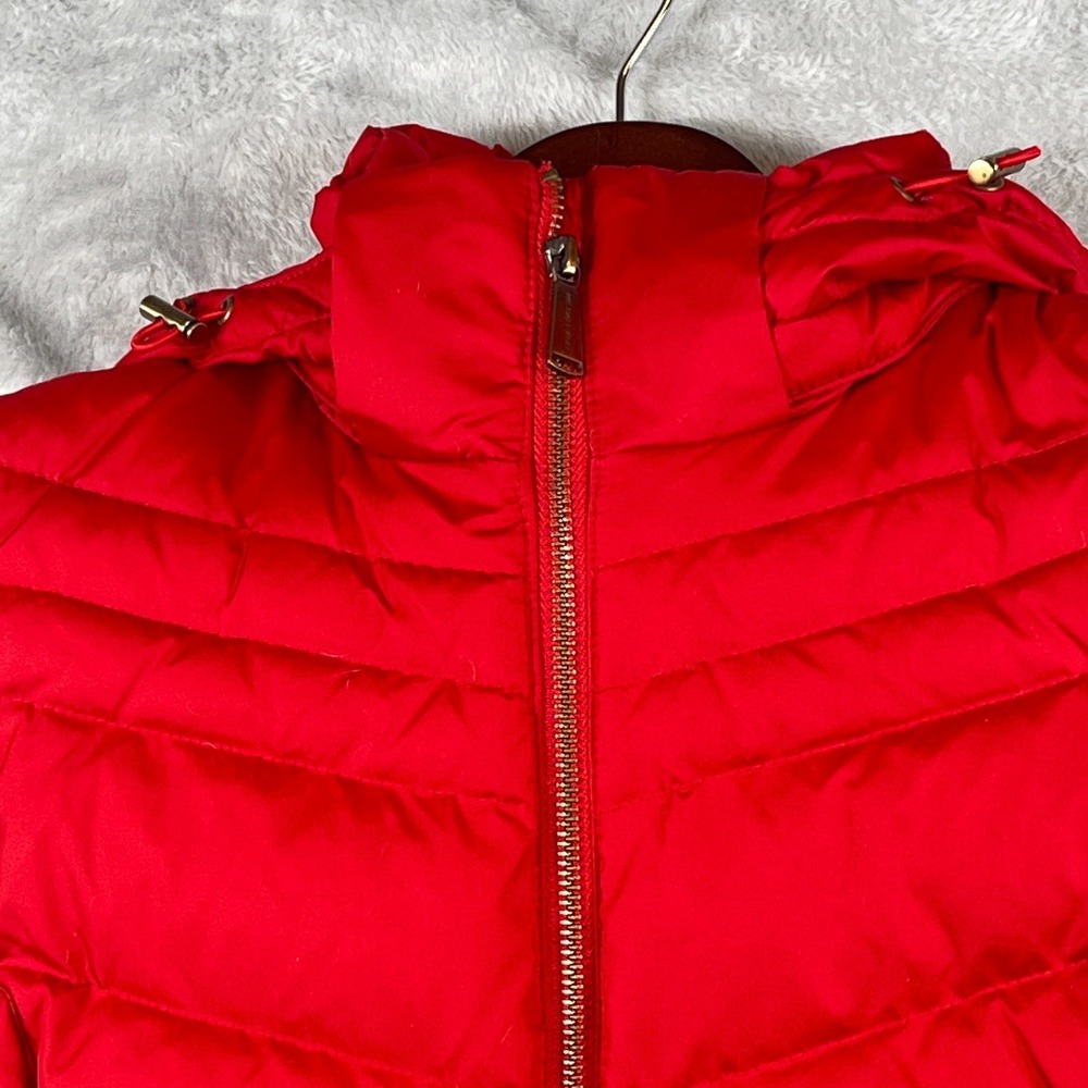Michael Kors Womens S Quilted Puffer Vest Detachable Hood Red Down Fill NWOT - Picture 2 of 16